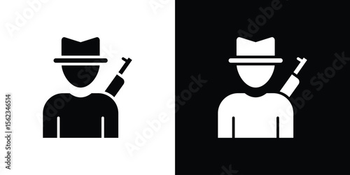 Hunter icon isolated silhouette on white background. Vector illustration.