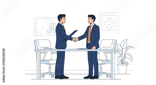 Business meeting concludes with successful handshake agreement