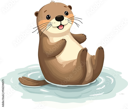Cute cartoon a illustrator vector Sea otter