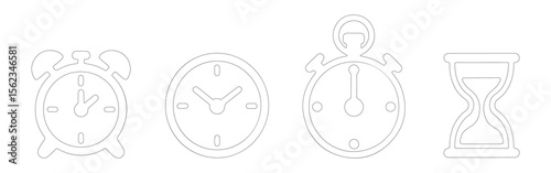Time Management Icons Clock, Stopwatch, Alarm Clock, Hourglass, , Efficiency, Productivity, Schedule, Timekeeping