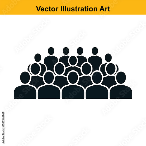 Vector art of silhouette of a large group of people isolated on white background