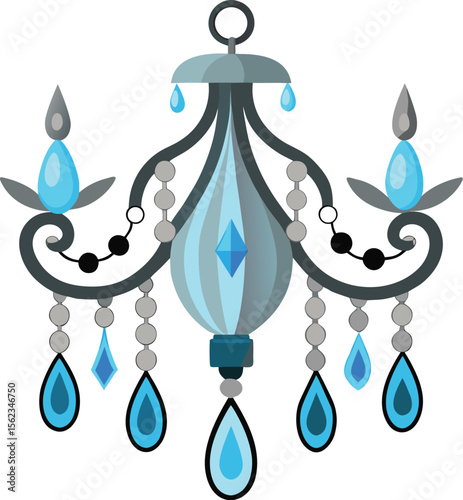 Decorative Hanging Blue Jewel Chandelier