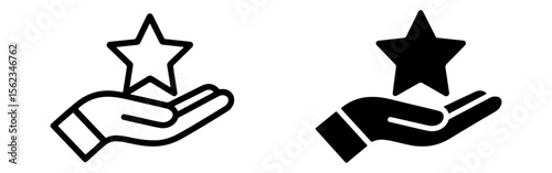 Hand Holding Star Icon, Symbol, Design, Graphic, Illustration, Quality, Excellence, Achievement, Success, Award, Recognition, Star Rating, Feedback, Review, Positive,  Premium, Top, Best, Superior