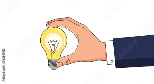 The hand holding lightbulb represents idea innovation and creative thinking