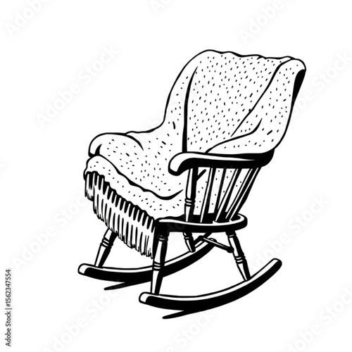 A woollen shawl on a rocking chair