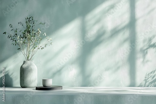 Still life with ceramic vase in morning light