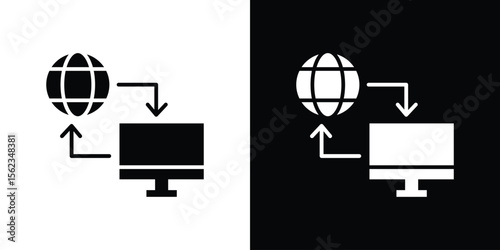 Remote Access icon isolated silhouette on white background. Vector illustration.