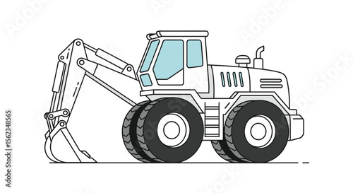 A heavy excavator construction vehicle illustration with hydraulic arm