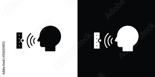 Voice control icon isolated silhouette on white background. Vector illustration.