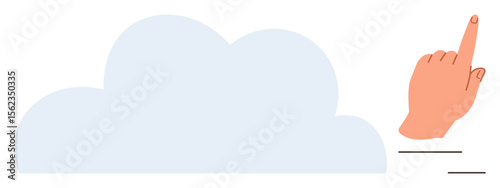 Cloud and hand illustrating digital interaction, technology access, and online operations. Ideal for cloud computing, innovation, virtual network, digital storage, user interaction, online services