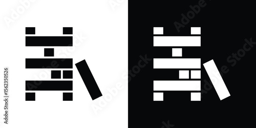 Wooden block icon isolated silhouette on white background. Vector illustration.