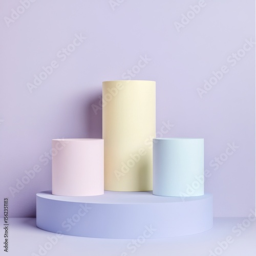 Pastel cylinder podium display on violet background