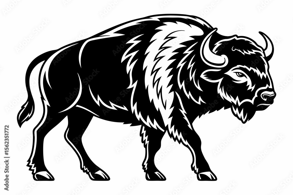 Obraz premium buffalo sihouette black vector