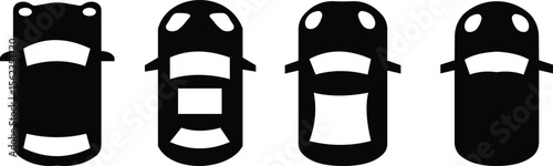 Cars icon set from above, top view isolated. Modern urban civilian vehicle. View from bird's eye. Realistic design. Flat style vector. traffic, automobile transportation. Transport service concept.