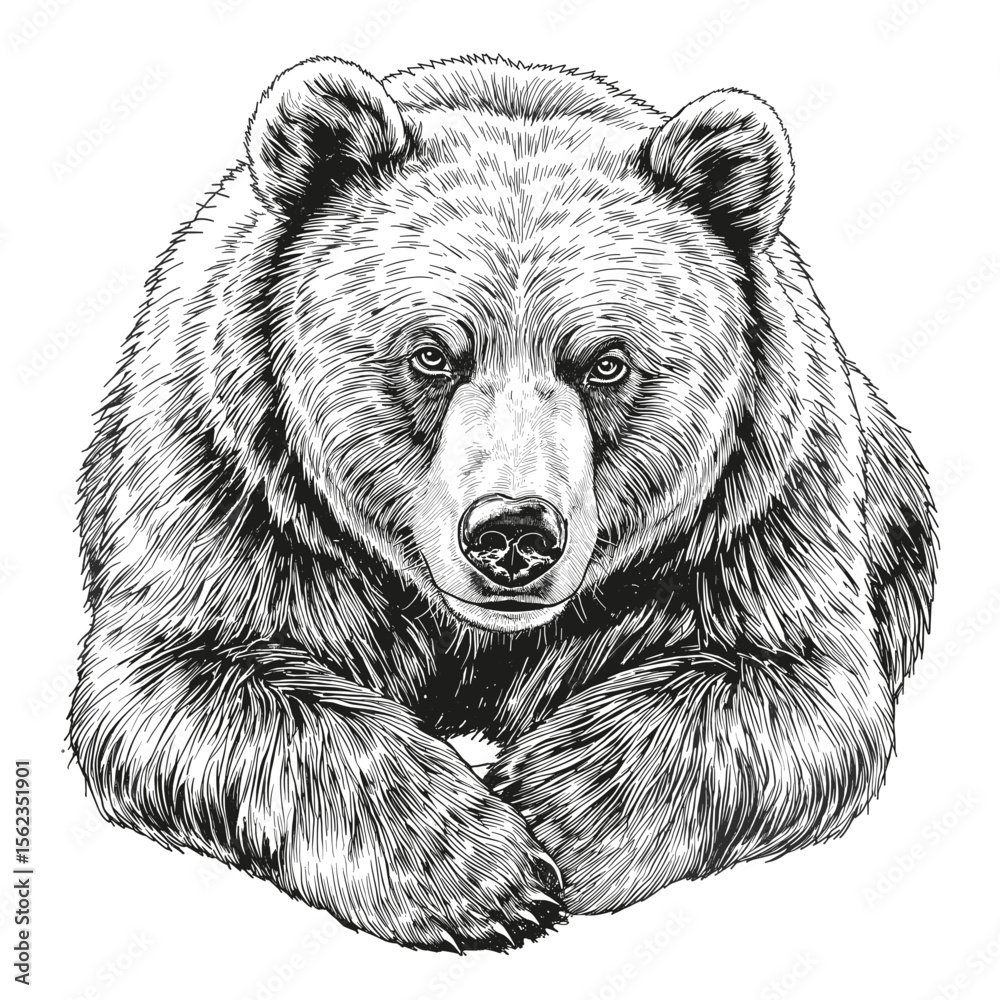 Majestic Bear illustration with Striking detail. vector illustration