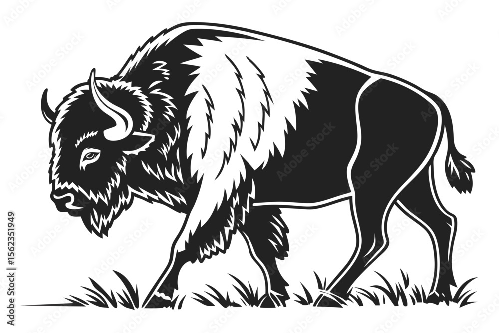 Obraz premium buffalo sihouette black vector