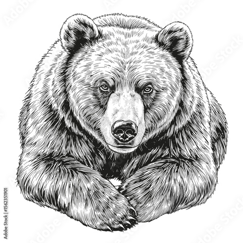 Majestic Bear illustration with Striking detail. vector illustration