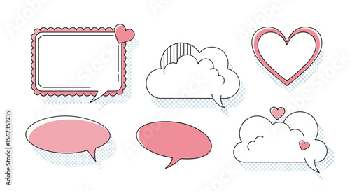 Cute speech bubbles set for romantic designs and messages