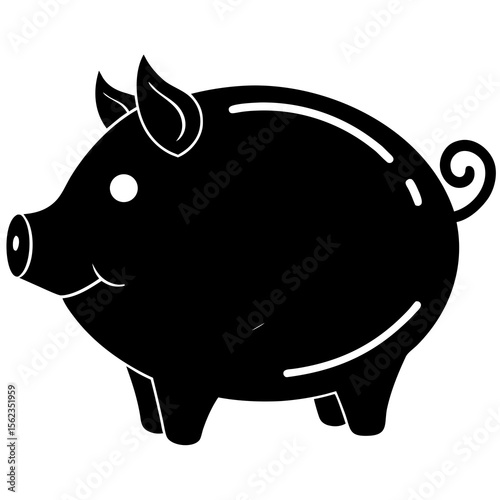 piggy bank on black background