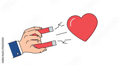 Attraction love the power of magnetic forces with heart