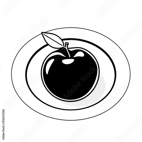 A single plum on a breakfast plate