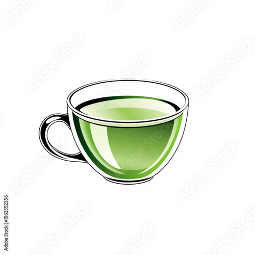 A glass teacup filled with green tea