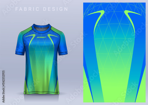 Fabric textile design for Sport t-shirt, Soccer jersey mockup for football club. uniform front view.	