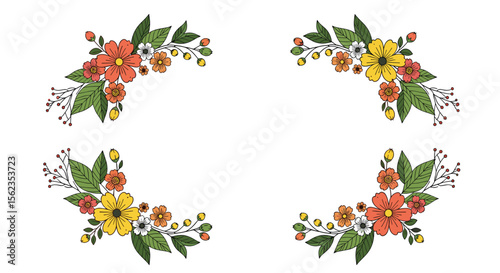 Floral frame with autumnal colors for wedding invitation design