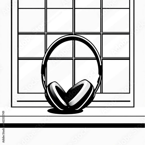 A pair of headphones on a windowsill