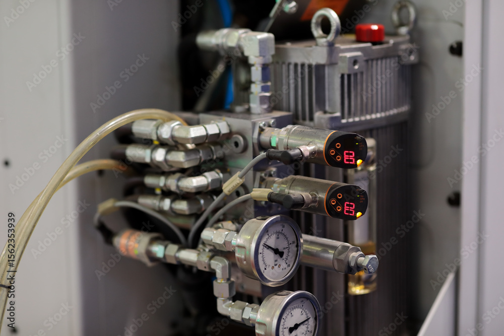 Fototapeta premium hydraulic system of automatic industrial machinery