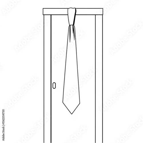 A silk tie draped over a wardrobe door