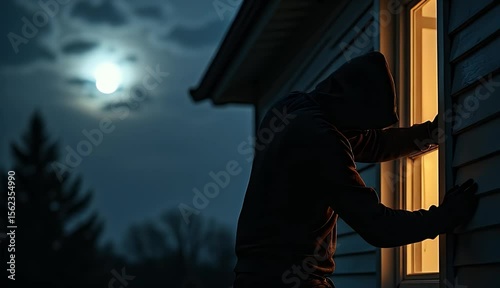 Intruder Gaining Access Through a Household Window 