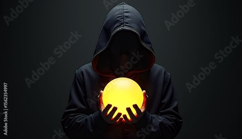 Enigmatic Figure with Obscured Face and Mysterious Gesture 