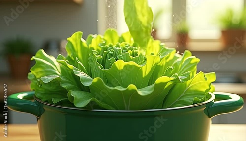 Crispy Greens Undergoing Cleaning and Sanitization 