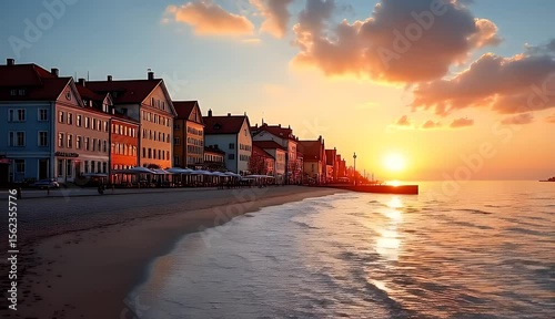 Sunrise Over a Coastal Spa Destination in Poland 