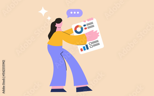Businessman hold data analyst and graph vector  concept