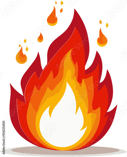 Flame graphic design with bright red and orange colors  