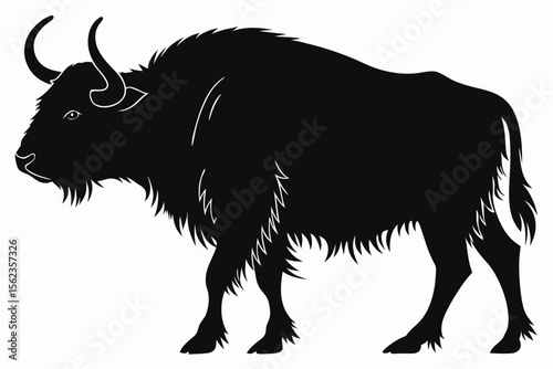 highland cow sihouette black vector