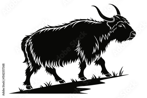 highland cow sihouette black vector