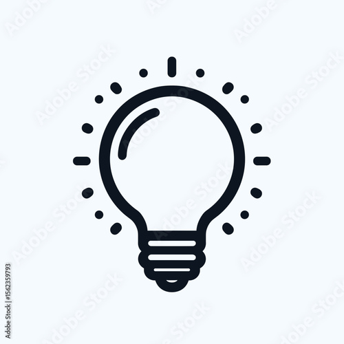 Light bulb icon with rays representing creativity and ideas  