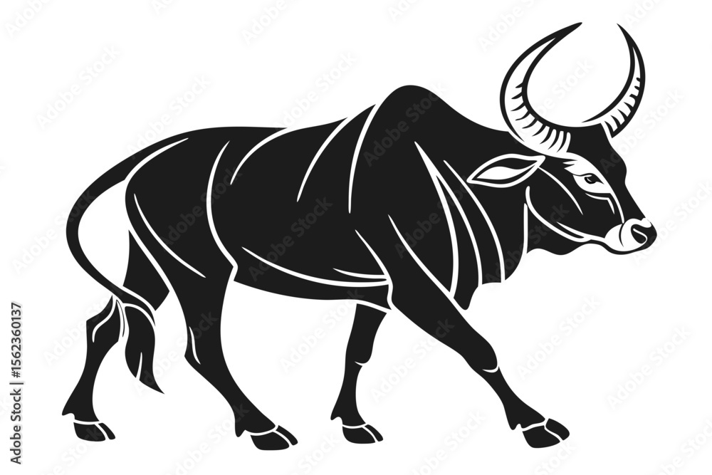 Fototapeta premium zebu silhoette black vector
