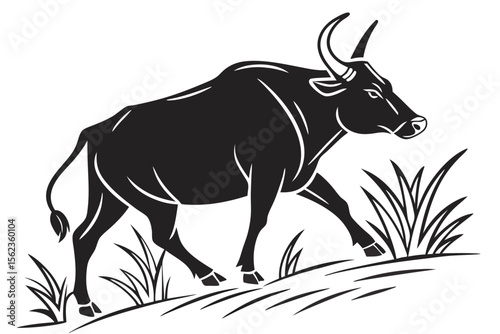 zebu silhoette black vector