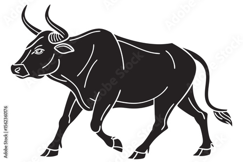 zebu silhoette black vector