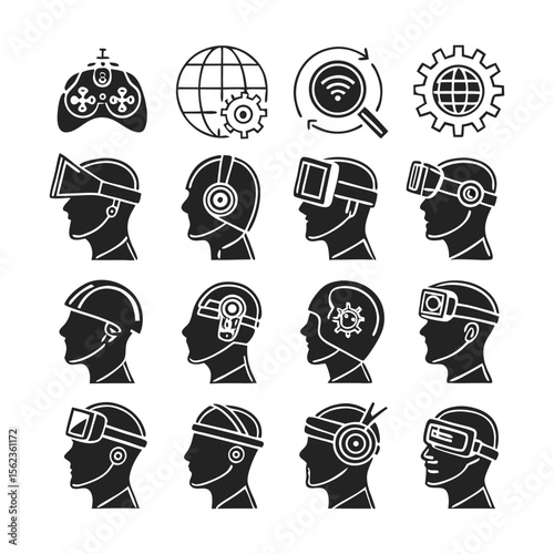 VR, AR and Metaverse Icons Collection | Thin Line Editable Stroke Vector Set | Virtual Reality, Augmented Reality, Mixed Reality, Digital Immersion, Metaverse, 3D Experience, and Tech Innovation Icons