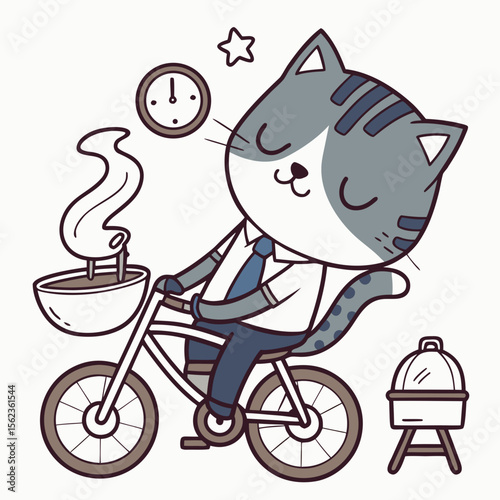 Dad’s Day colored Sleeping cat with a Gentle touch, placed in a Father’s Day theme and styled with riding a bicycle