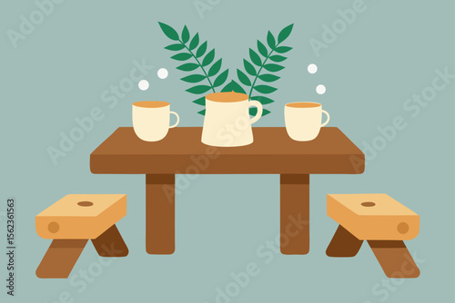 vector set of coffee cups and tea
