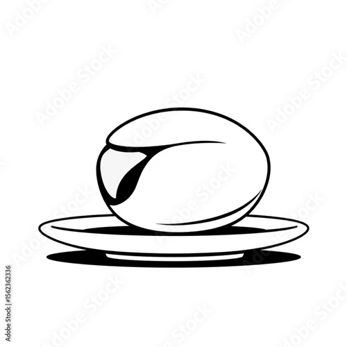 A single pistachio on a dessert plate