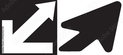
A dual vector image presenting two arrow icons: one indicating an external link or expand action, the other a pointer or cursor.