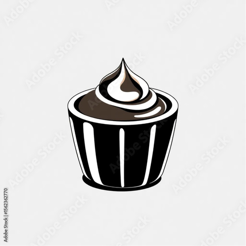 A ceramic ramekin with chocolate mousse