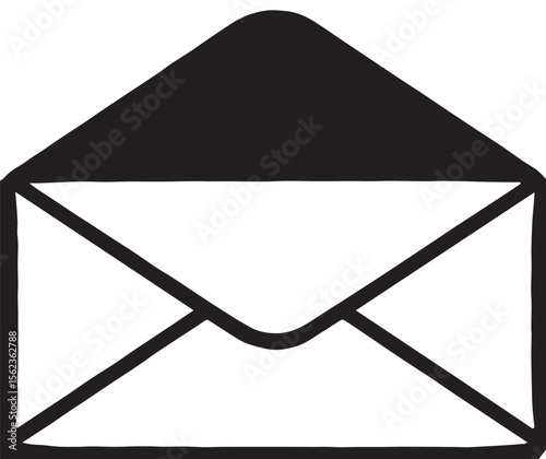 
A hand-drawn style vector icon of an open envelope, symbolizing communication, mail, or messages.